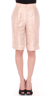 Zeyneptosun Beige Brocade Above Knee Shorts